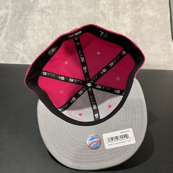New Era 59FIFTY Atlanta Braves Hat Men's 7 7/8 Pink Gray MLB Baseball Cap - Picture 6 of 8